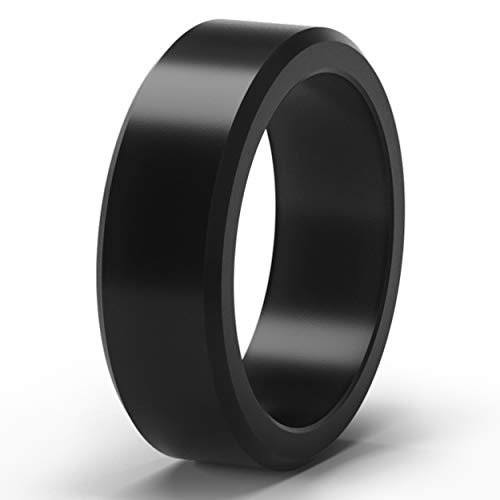 Book Cover ThunderFit Silicone Rings for Men 4 Rings / 1 Ring - Flat Top Angled Edge Rubber Wedding Bands 9.8mm Wide - 2mm Thick