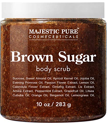 Book Cover Brown Sugar Body Scrub for Cellulite and Exfoliation - Natural Body Scrub - Reduces The Appearances of Cellulite, Stretch Marks, Acne, and Varicose Veins, 10 Ounces