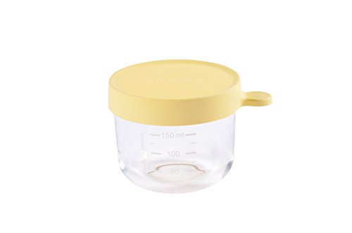 Book Cover BEABA Glass and Silicone Baby Food Container with Airtight Lid, 5 oz Jar (Lemon)