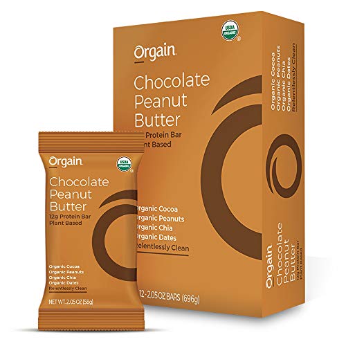 Book Cover Orgain Organic Simple Protein Bars, Chocolate Peanut Butter - Vegan, Plant Based, 6g Dietary Fiber, Dairy Free, Gluten Free, Soy Free, Lactose Free, Kosher, Non-GMO, 2.05 Ounce, 12 Count