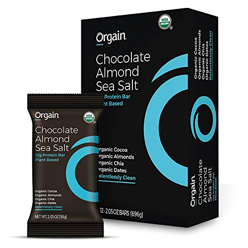 Book Cover Orgain Chocolate Almond Sea Salt Protein Bar, 12 Count