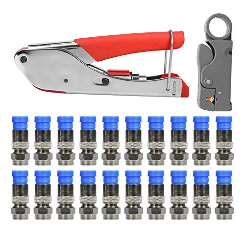 Book Cover Coax Cable Crimper, Coaxial Compression Tool Kit Wire Stripper with F RG6 RG59 Connectors #TCYJGJ