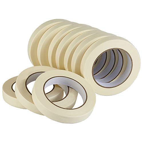 Book Cover Lichamp 10 Pack General Purpose Masking Tape Beige White Color, 0.75 inch x 55 Yards x 10 Rolls (550 Total Yards), for Painting, Home, Office, School Stationery, Arts, Crafts etc. (3004)