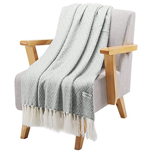 Book Cover LANGRIA Geometrical Pattern Wearable Throw Blanket with Tassels Knitted Soft Warm Shawl Lightweight Cozy Wrap for Sofa Coach Bed All-Seasons Blanket Easy Care Machine Washable (50