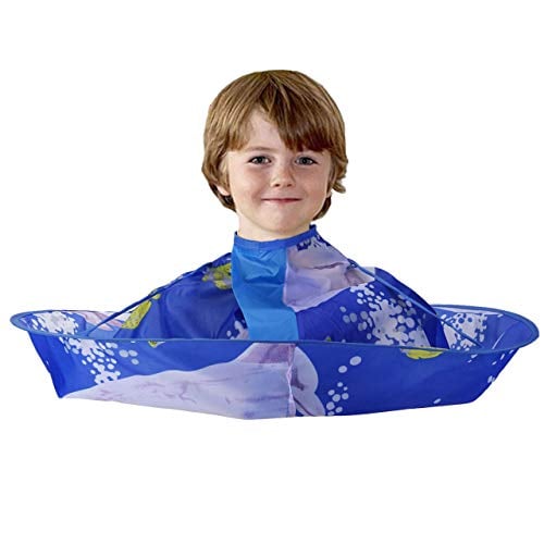 Book Cover CCbeauty Professional Barber Cape for Kids Hair Cutting Cape,Haircut Cape, Waterproof Foldable Adjustable Haircut Catcher Umbrella, Hair Cutting Tools for Children,Dolphin