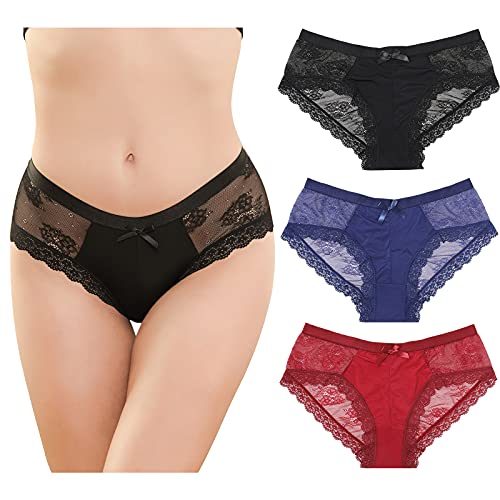 Book Cover LEVAO Womens Bikini Panties Underwear Lace Hipster Seamless Sexy Hi Cuts Pack 6