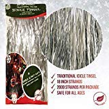 Book Cover Premium Icicle Tinsel Garland for Christmas Tree (Silver Mylar) - 2000 Individual Strands - Old-Fashioned Style - 18 Inch Long Strands - Kid & Pet Safe (Lead-Free) - Just Like Grandma's Xmas Decor