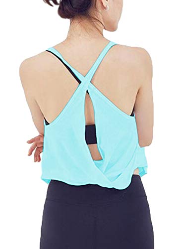 Book Cover Ersuely Women's Cross Back Yoga Top Strappy Sexy Cami Tank