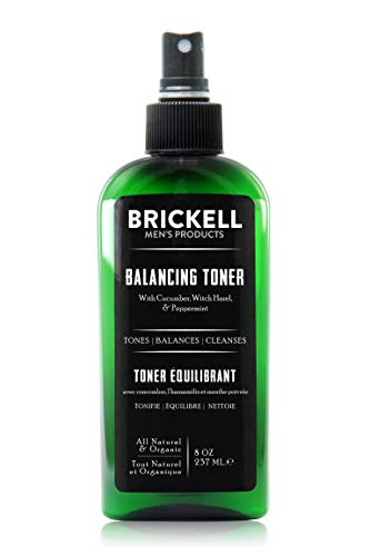 Book Cover Brickell Men's Balancing Toner For Men, Natural and Organic Alcohol-Free Cucumber, Mint Facial Toner with Witch Hazel, 8 Ounce, Scented