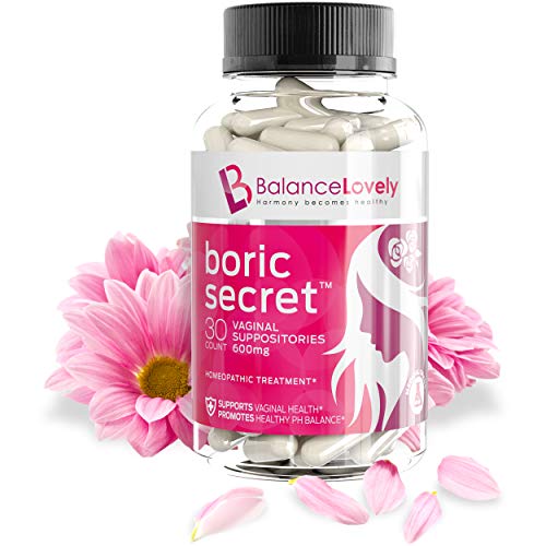 Book Cover Boric Acid Suppositories -100% Pure Boric Acid -600mg in Vegan Capsules- Supports Feminine Hygiene & Vaginal pH - Balances and Promotes Vaginal Health
