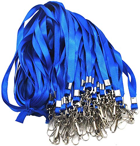 Book Cover Blue Lanyard Bulk Lanyards for Id Badges Flat Lanyard with Badge Clip Swivel Hook Beebel 50 Pack