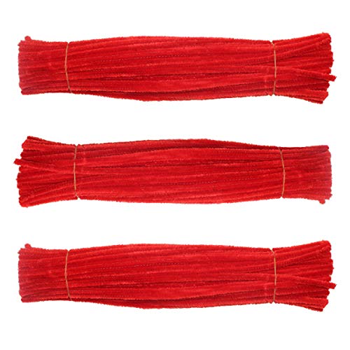 Book Cover Craft Pipe Cleaners 300 PCS Red Chenille Stem 6MM x 12 Inch Twistable Stems Children's Bendable Sculpting Sticks for Crafts and Arts (Red)