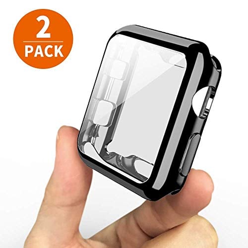 Book Cover [2-Pack]UBOLE Case for Apple Watch Screen Protector 42mm, One Soft TPU all-around Black Cover and One Protective Bumper iWatch Case Both for Apple Watch Case Series 3, Series 2 (black, 42mm)