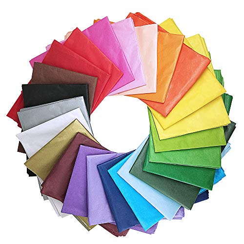 Book Cover Supla 120 Sheets 24 Colors Tissue Paper Bulk Wrapping Tissue Paper Art Rainbow Tissue Paper 20 x 26