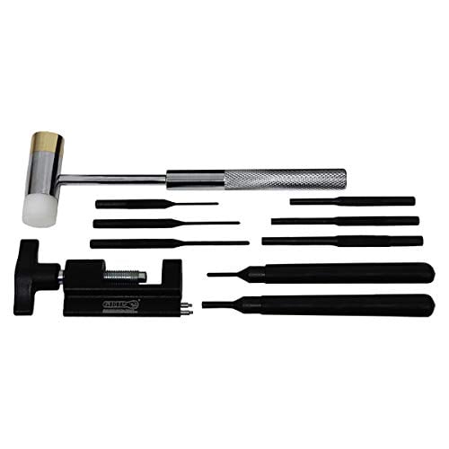 Book Cover Grip 10 pc Master Gunsmithing Roll Pin Tool Kit - Dual Head Mallet, Bolt Catch Pin Starter, Bolt Catch Pin Punch, Trigger Guard Roll Pin Pusher, Starter Punches, Driver Punches - Storage Case