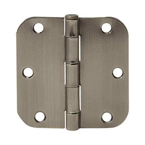 Book Cover Amazon Basics Rounded 3.5 Inch x 3.5 Inch Door Hinges, 18 Pack, Satin Nickel