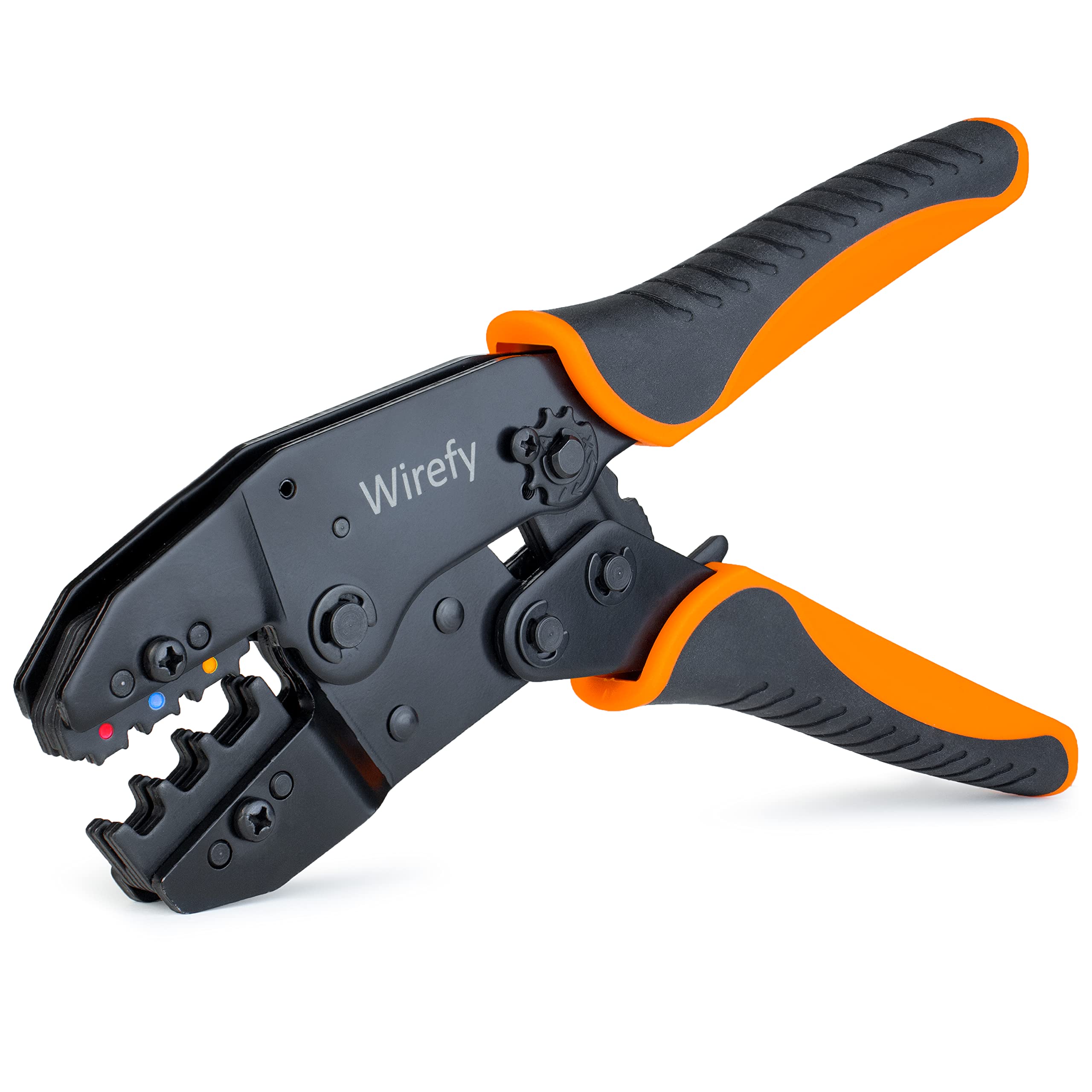 Book Cover Wirefy Crimping Tool For Insulated Electrical Connectors - Ratcheting Wire Crimper - Crimping Pliers - Ratchet Terminal Crimper - Wire Crimp Tool 22-10 AWG Crimping Tool For Insulated Nylon Connectors