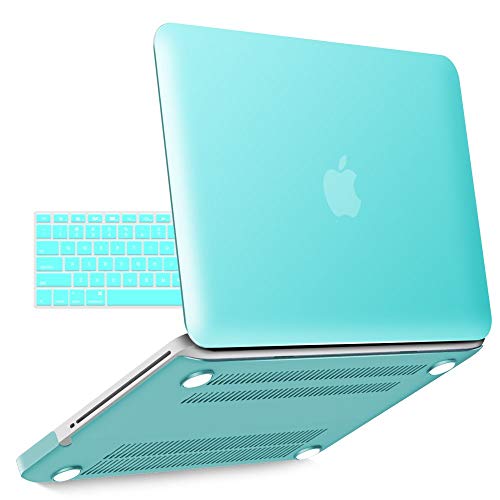 Book Cover IBENZER Compatible with MacBook Pro 13 Inch case A1278 Release 2012-2008, Plastic Hard Shell Case with Keyboard Cover for Apple Old Version Mac Pro 13 with CD-ROM, Turquoise, P13TBL +1A
