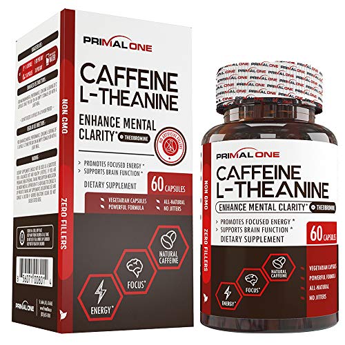 Book Cover Caffeine Pills with L-Theanine & Theobromine for Sustained Energy & Focus - Non-Crash Natural Nootropic Energy & Brain Booster Supplement for Men & Women - 60 Veggie Pills