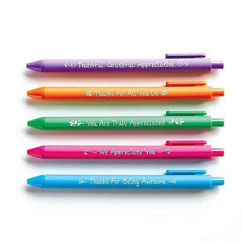 Book Cover Colorful Motivational Quote Pens - Employee Appreciation and Recognition Gifts - 5 Pack