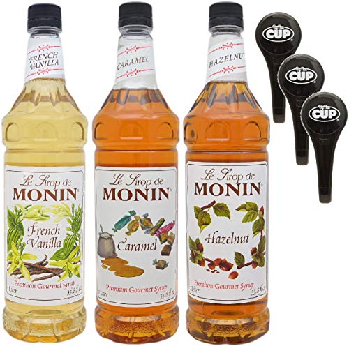 Book Cover By The Cup Pump & Syrup Combo - By The Cup Pumps, Monin French Vanilla, Caramel & Hazelnut Syrup - 1 Liter Bottles with 3 Pumps