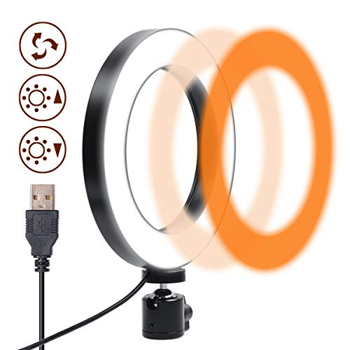 Book Cover LED Ring Light,Gemwon Dimmable with Plastic 3 Lights Mode 360 Degree Rotating 6 Inches USB Beauty Rejuvenation Soft Light for Makeup,Live Streaming,YouTube Video Shooting,Photography Lighting