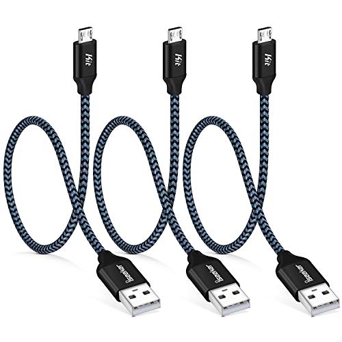 Book Cover Short Micro USB Charger, iSeekerkit 3Pack 1.5ft/50cm High Speed Micro-USB to USB 2.0 Cable Sync & Charge Cord Compatible for Samsung Galaxy S7 Edge/S6, Nexus, LG, Motorola, Android Smartphone, Camera