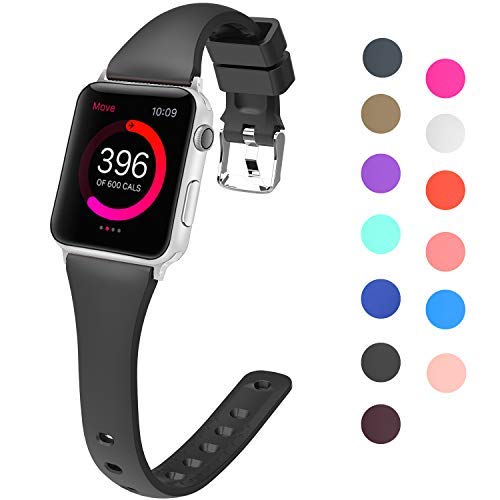Book Cover Lwsengme Wristband Compatible with Apple Watch Series 4&3&2&1, Choose Color-Soft Rubber & Width(38mm/40mm,42mm/44mm) Fashion Slim Replacement Wristbands Compatible with iWatch Series 4/3/2/1
