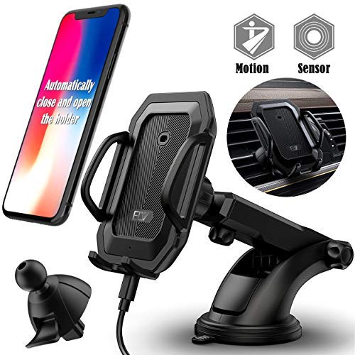 Book Cover ELV Car Phone Mount Universal Car Air Vent Mount Dashboard Windshield Phone Holder Mount with Automatic Lock Release Cradle for iPhone X 8 7 Plus 6S, Samsung Galaxy Note 9 S9 S8 S7 GPS