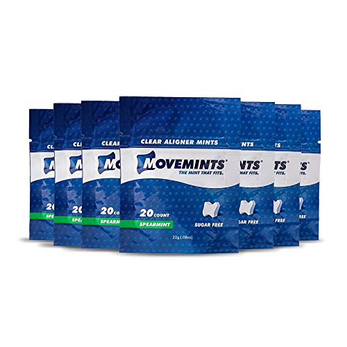Book Cover Movemints Clear Aligner Mints - Patented Aligner Seating Mints - Edible Alternative to Aligner Chewies - Xylitol Mints for Dry Mouth - Spearmint Flavor (7 Pack)