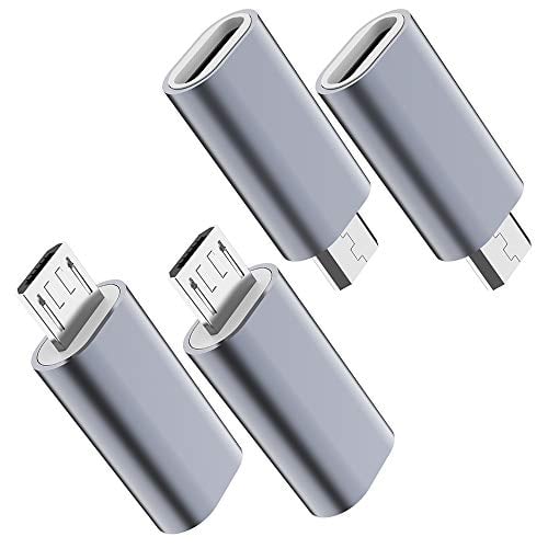 Book Cover USB C to Micro USB Adapter, (4-Pack) Type C Female to Micro USB Male Convert Connector Support Charge & Data Sync Compatible with Samsung Galaxy S7/S7 Edge, Nexus 5/6 and Micro USB Devices(Grey)
