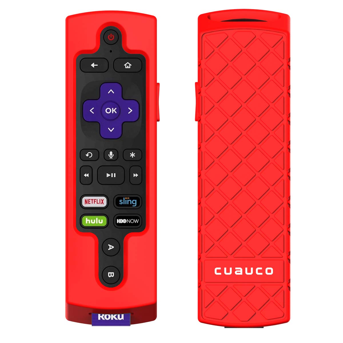Book Cover Cuauco Case for Roku Ultra (2018,2019,2020) Remote Controller Protective Silicone [Anti Slip] Shock Proof Remote Controller Cover Case for Roku Ultra(Model Year 2018,2019,2020)(Red)