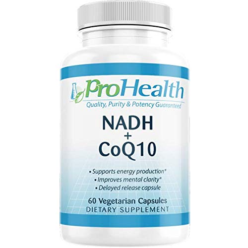 Book Cover ProHealth NADH + CoQ10 | 60 Day Supply | Pure NADH 25 mg, CoQ10 100 mg | 60 Acid Resistant Capsules | Energy | Focus | ATP Production