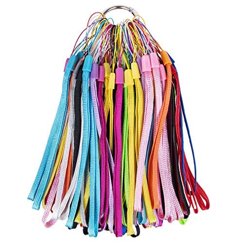 Book Cover 108 Pack 7 inch Lightweight Colorful Hand Wrist Lanyard Strap String, Short Hand Grip Lanyard for USB Flash Drives, Key, Keychain, ID Badge Holder, Name tag and Other Small Items-Assorted 12 Colors