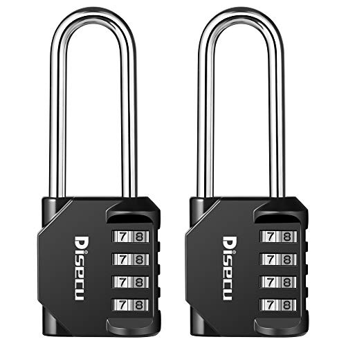 Book Cover Disecu 4 Digit Combination Lock 2.5 Inch Long Shackle and Outdoor Waterproof Resettable Padlock for Gym Locker, Hasp Cabinet, Gate, Fence, Toolbox (Black,Pack of 2)