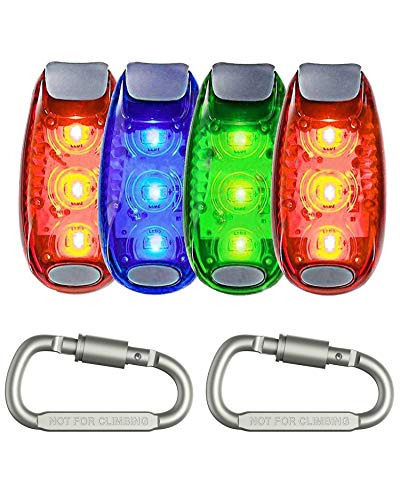 Book Cover Seakcoik LED Safety Light 4 Pack Strobe Lights for Running Walking Bicycle Dog Pet Runner, Best Flashing Warning Clip on Small Reflective Set Flash Walk Night High Visibility + Free Bonuses