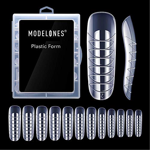 Book Cover Modelones 120PCS Dual Nail Forms Full Cover Polygel UV Gel Nail tips Acrylic Nail System Forms Clear Fake Nail Molds 12 Sizes With Scale