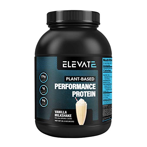 Book Cover Elevate Nutrition Plant Based Vegan Performance Protein, 26 Servings, Low Carb, NO Sugar, High Protein, High BCAAs, High Glutamine, GMO-Free, Dairy and Soy Free, NO Artificial (Vanilla Milkshake)