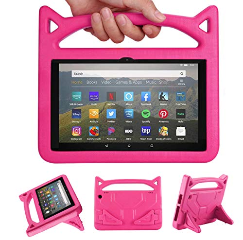 Book Cover All-New Amazon Fire HD 8 Case,Fire HD 8 Plus Case(10th Generation 2020 Release), Riaour Light Weight Shock Proof Handle Friendly Stand Kid-Proof Case for All-New Fire HD 8 Tablet Cover(Pink)