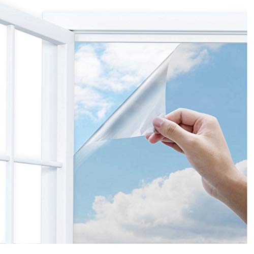 Book Cover Uiter One Way Window Film- Anti UV Static Cling Window Film 100% Light Blocking For Privacy Removal Decorate Heat Control Glass Tint Home Office Windows.(17.5'' x 78.7