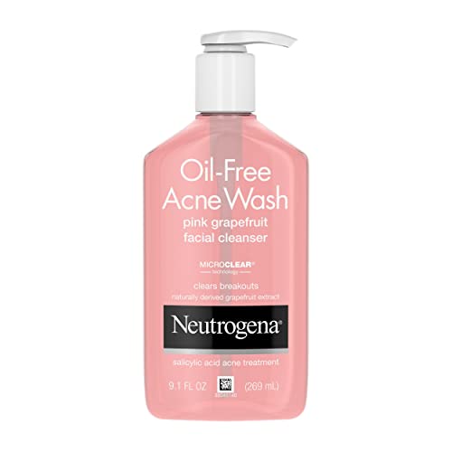 Book Cover Neutrogena Oil-Free Salicylic Acid Pink Grapefruit Pore Cleansing Acne Wash and Facial Cleanser with Vitamin C, 9.1 fl. oz