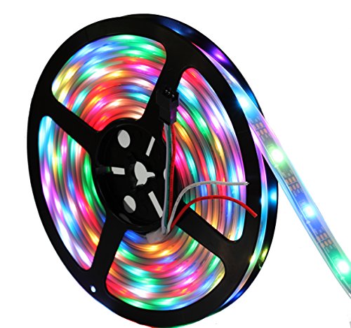 Book Cover INVOLT WS2812B Individually Addressable LED Strip 30LED/M 150 Pixels 5M 5V, Programmable Dream Color Chasing Flexible Ourdoor Decoration, IP67 Waterproof Inside Tube Black PCB