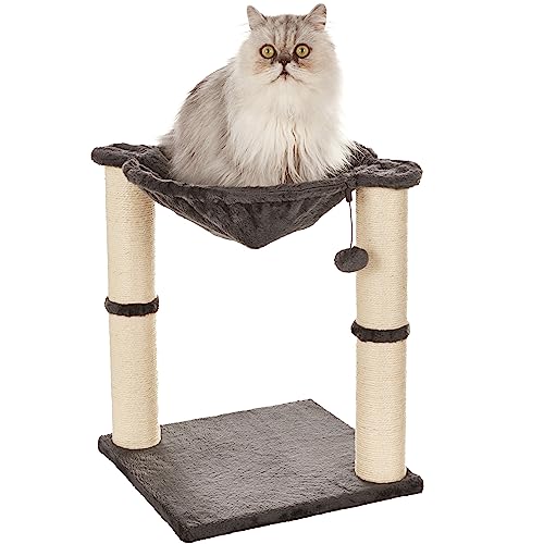 Book Cover Amazon Basics Cat Tower with Hammock and Scratching Posts for Indoor Cats, 15.8 x 15.8 x 19.7 Inches, Gray