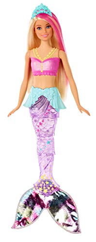 Book Cover Barbie Dreamtopia Sparkle Lights Mermaid Doll with Swimming Motion and Underwater Light Shows, Approx 12-Inch with Pink-Streaked Blonde Hair, Gift for 3 to 7 Year Oldsâ€‹â€‹â€‹