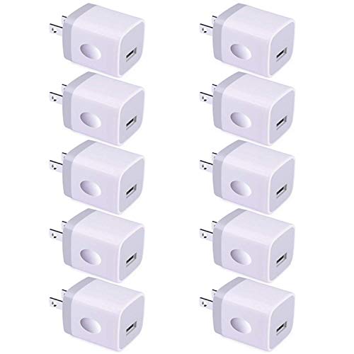 Book Cover USB Wall Charger, Charger Adapter, VectorTech (10 Pack) 5V/1Amp Single Port Quick Charger Plug Cube for iPhone 7/6S/6S Plus/6 Plus/6/5S/5, Samsung Galaxy S7/S6/S5 Edge, LG, HTC, Huawei, Moto, Kindle