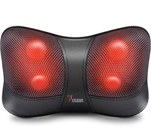 Book Cover Neck and Back Massager Pillow - Shiatsu Kneading Massage with Heat for Shoulders, Lower Back, Waist, Legs, Foot and Full Body Muscle Pain Relief - Viktor Jurgen Unique Gifts for Men/Women