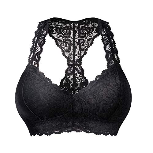 Book Cover Rolewpy Women's Sexy Lace Bra Removable Padded Racerback Breathable Bralette Bustier Sports Bras