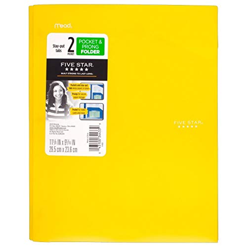 Book Cover Plastic Folder with 3 Prongs 2 Pockets, Size 11.62 '' X 9.5'' Sheet Capacity 150 (Yellow)