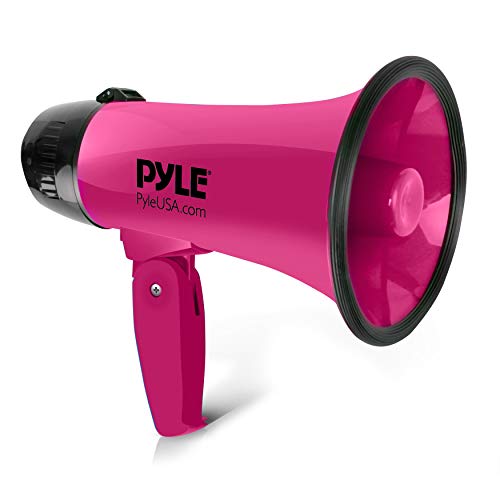 Book Cover PYLE-PRO Portable Megaphone Speaker Siren Bullhorn - Compact and Battery Operated with 20 Watt Power, Microphone, 2 Modes, PA Sound and Foldable Handle for Cheerleading and Police Use PMP24PK (Pink)
