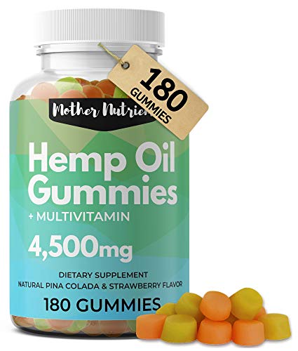 Book Cover Hemp Gummies for Pain and Anxiety by Mother Nutrient - 180 Hemp Gummy Bears, 51mg Hemp Oil per Serving, 4,500 mg, Multi Vitamin, Helps with Stress, Extra Strength, No THC Calm Gummies, 3 Month Supply
